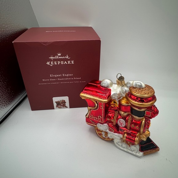 Hallmark Other - Hallmark Keepsake Elegant Engine 2017 Blown Glass Ornament Handcrafted Poland